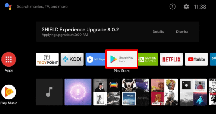Choose Google Play Store on the Android Smart TV