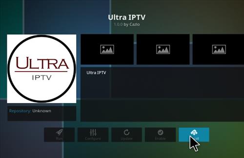 Click on Install to add the Ultra IPTV Kodi addon to your app