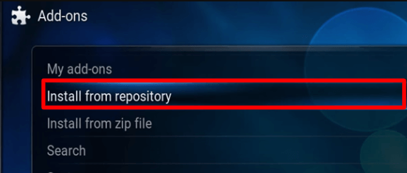 Click on Install from Repository option