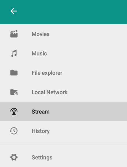 Select Stream option