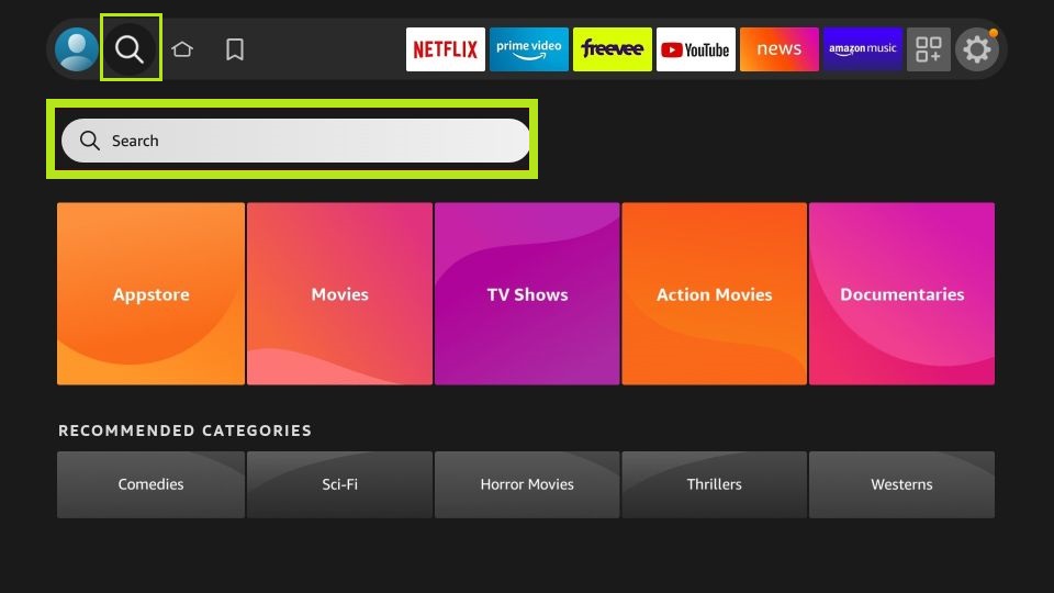 Click the Find icon on Firestick