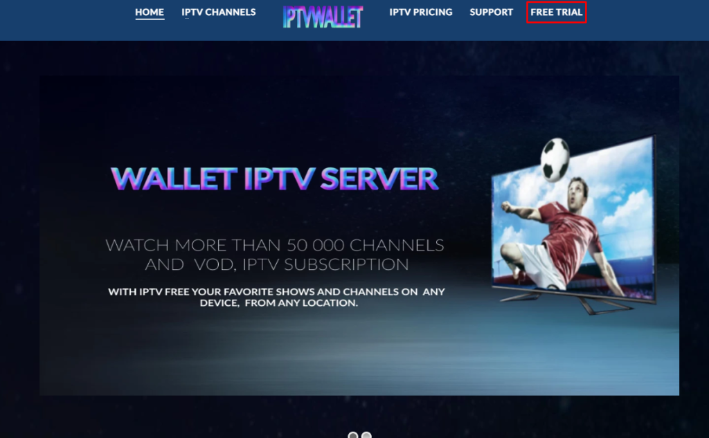 Click free trial on IPTV Wallet 