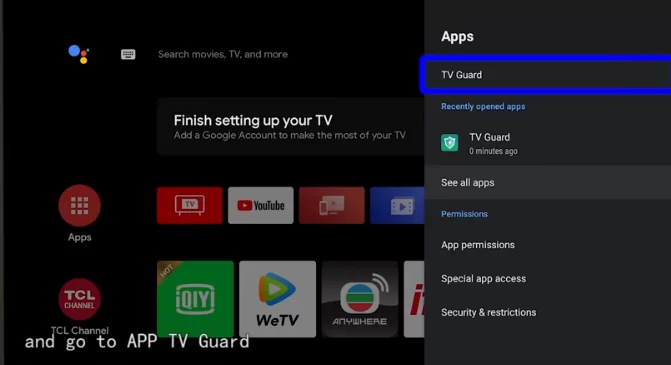 Select TV Guard to stream CTG IPTV