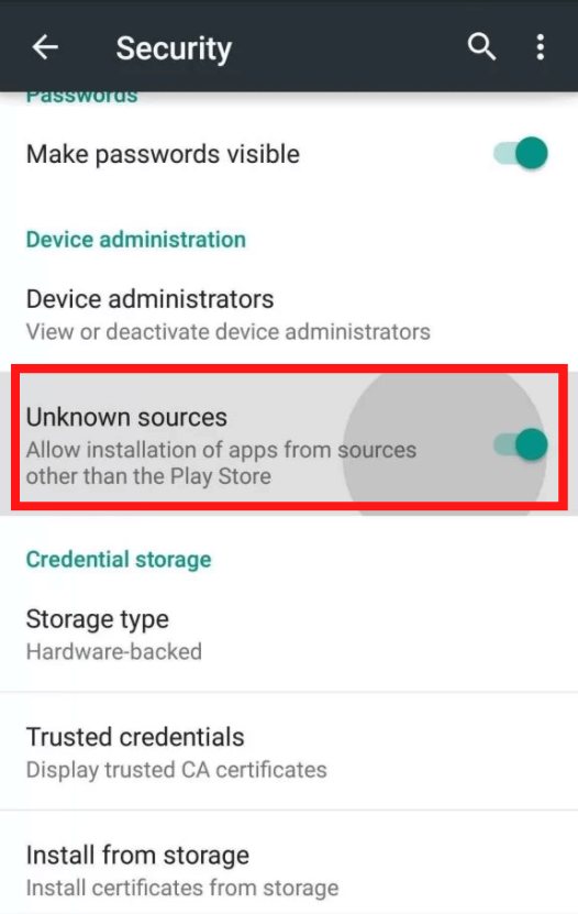 Enable Unknown Sources