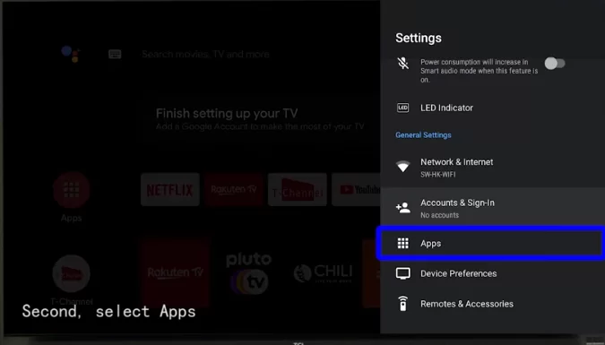 Click on Apps to stream IPTV Right