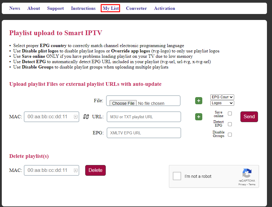 Click on My List tab to load content of Balkan IPTV