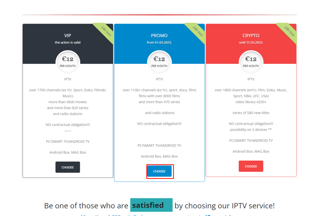 Click Choose below selected plan