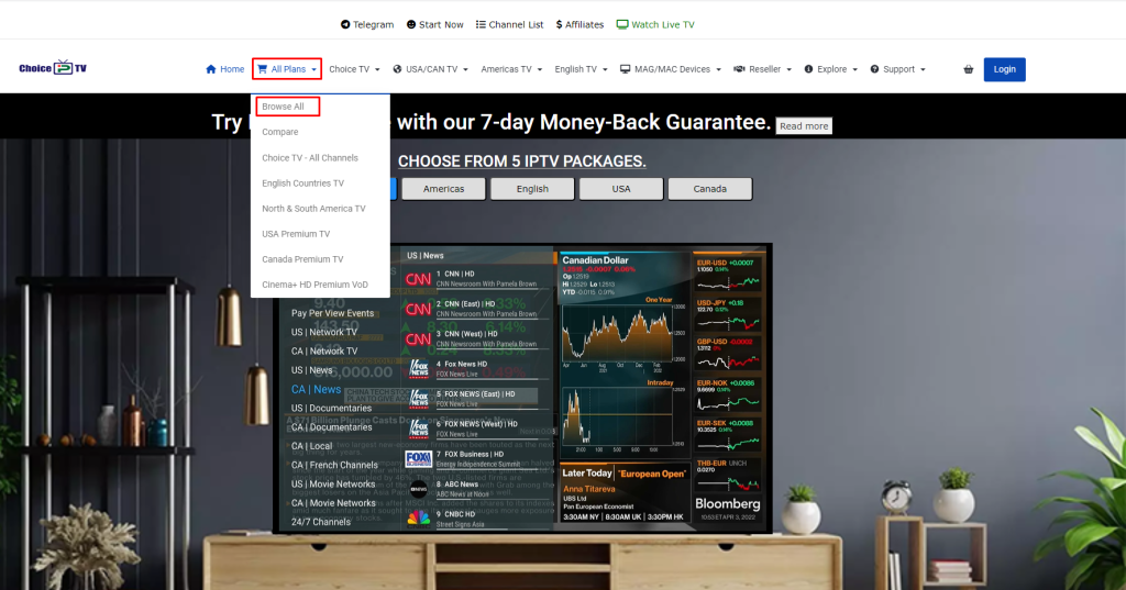 Click Browse All to subscribe Choice IPTV