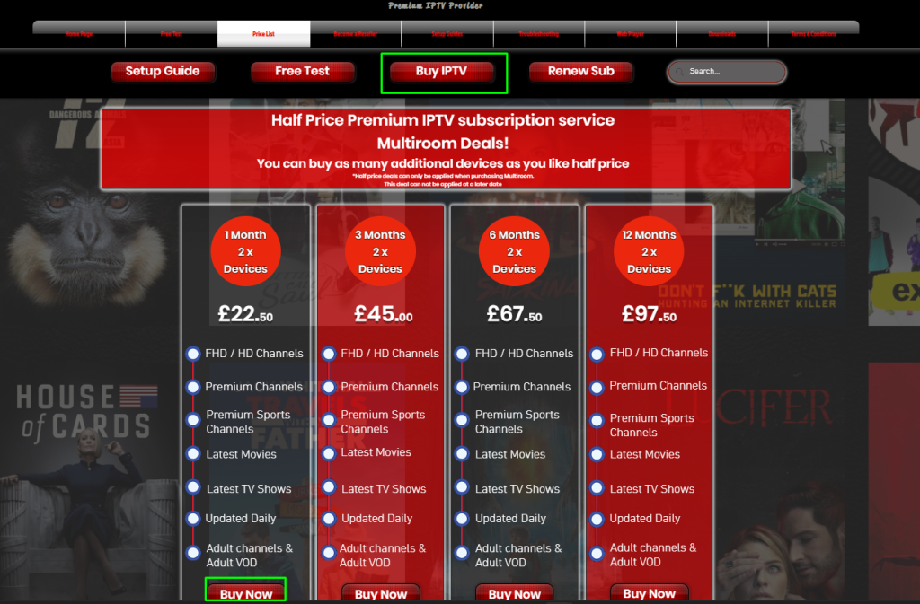 Click on Buy now button John Doe IPTV