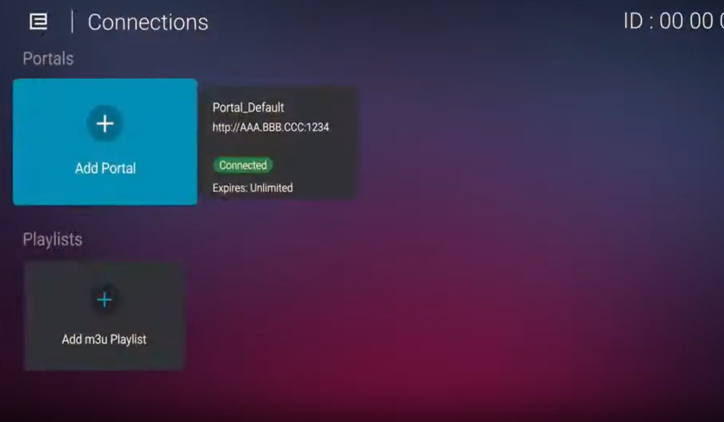 Select Add Portal to stream Rubicon IPTV