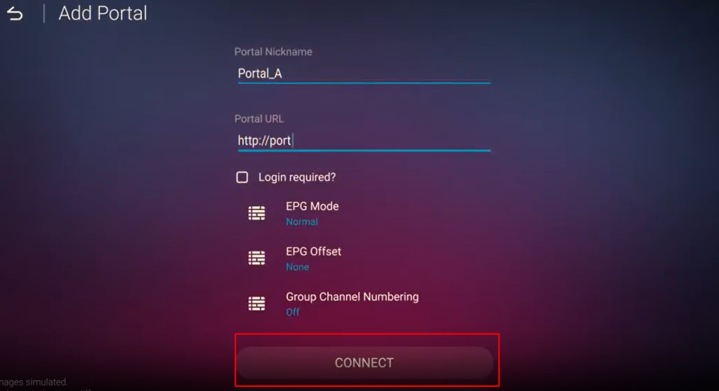 Click Connect to stream Rubicon IPTV