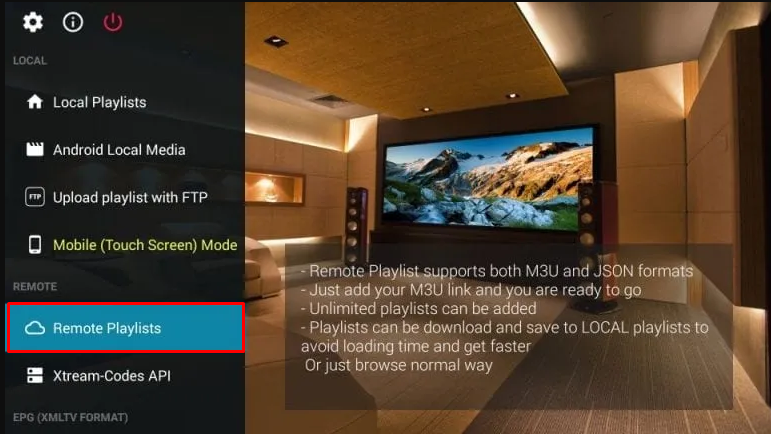 Choose Remote Playlist option