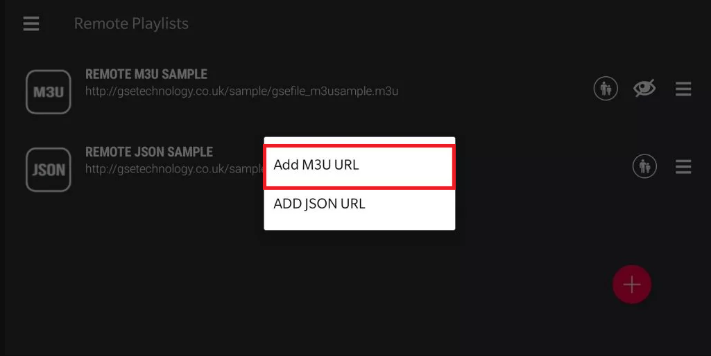 Select Add M3U URL