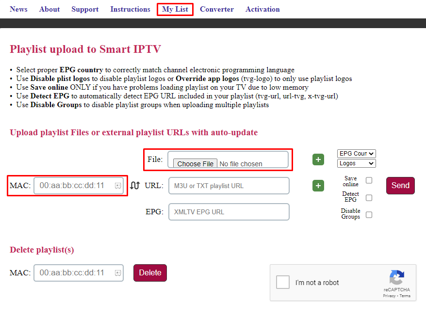 Enter the necessary details to fix Smart IPTV not working