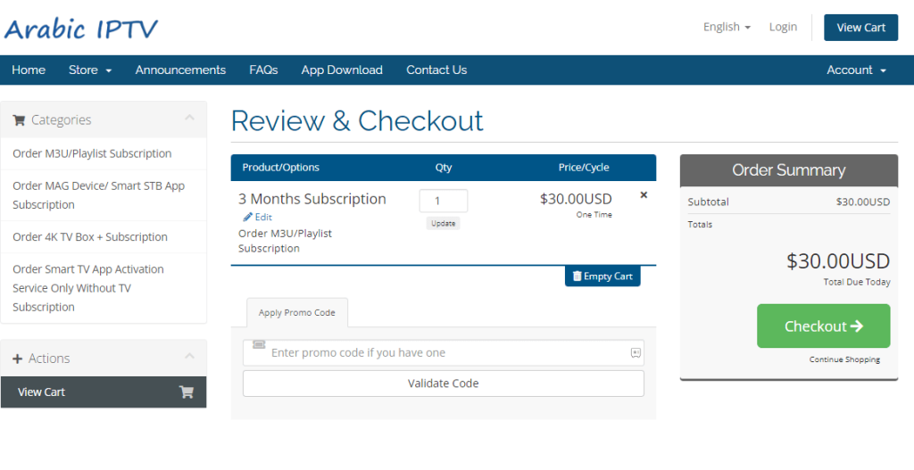 Arabic IPTV payment process