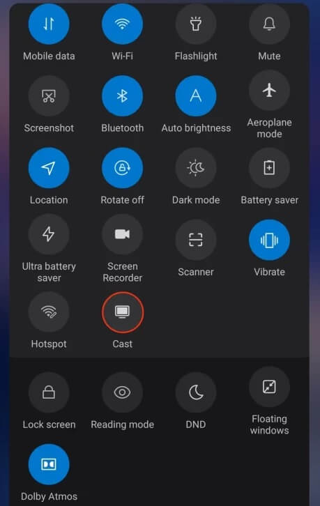 click Cast icon on Android