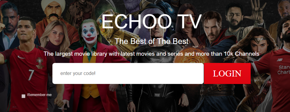 Enter code and login to Echoo IPTV