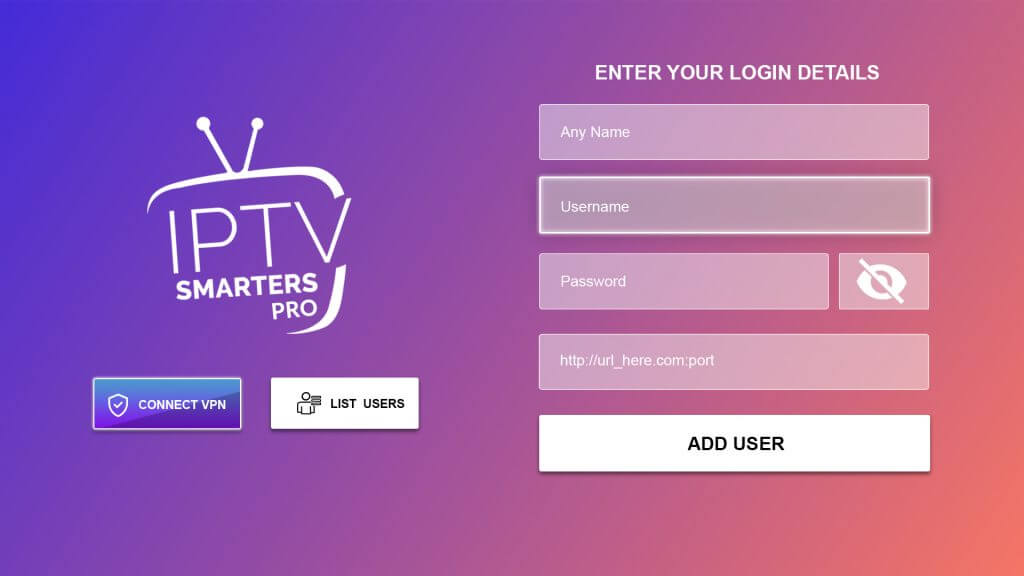 IPTV Smarters Pro login