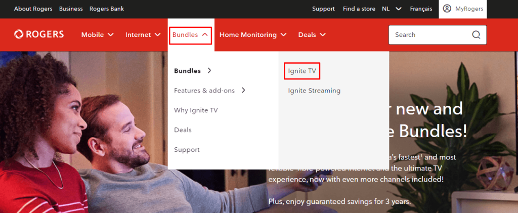 On Bundle, click on Ignite TV