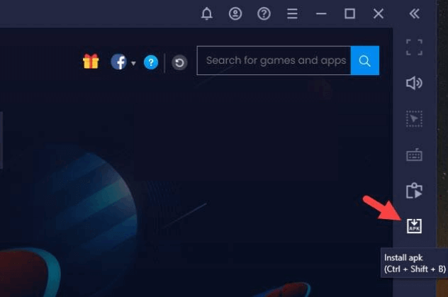 Click Install apk on Bluestacks