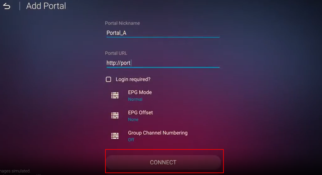 Select the Connect button to stream Lemo IPTV 
