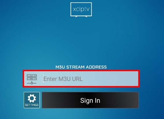 Enter M3U Playlist URL