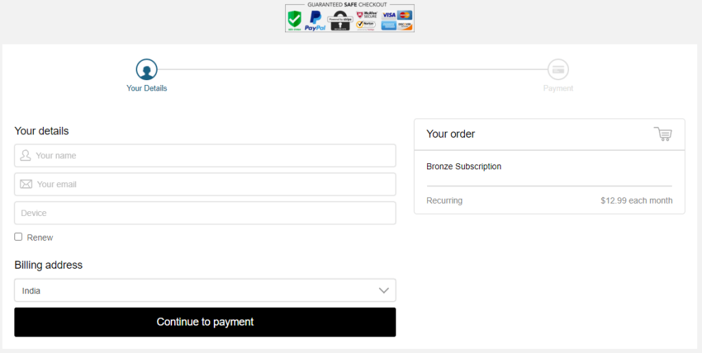 Scorpion IPTV payment process