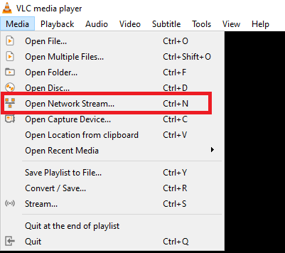click Media tab on VLC