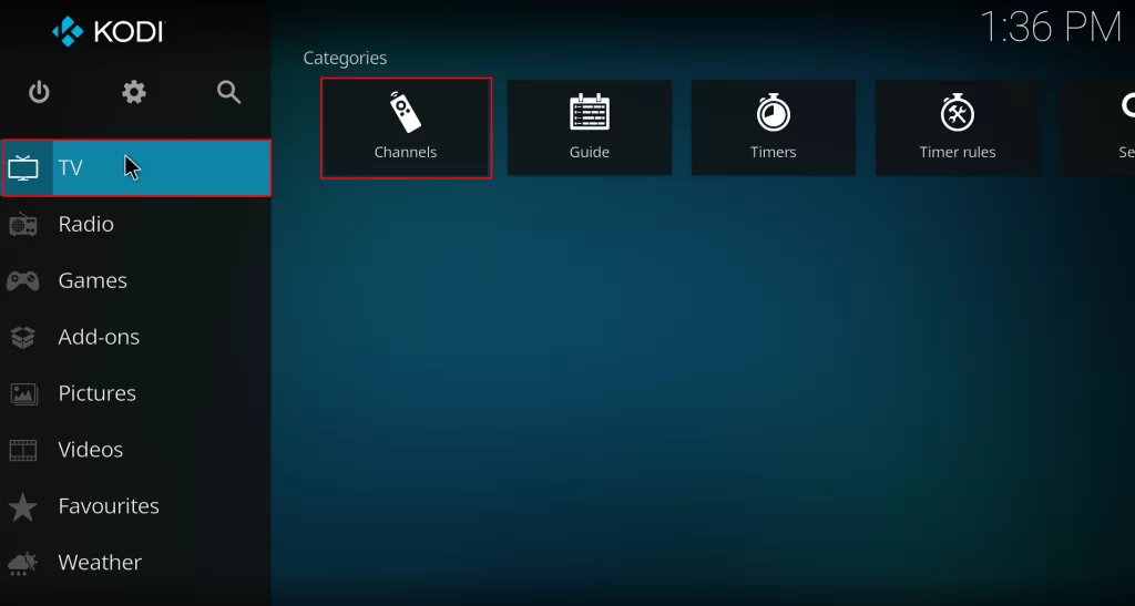 choose Channels on Kodi