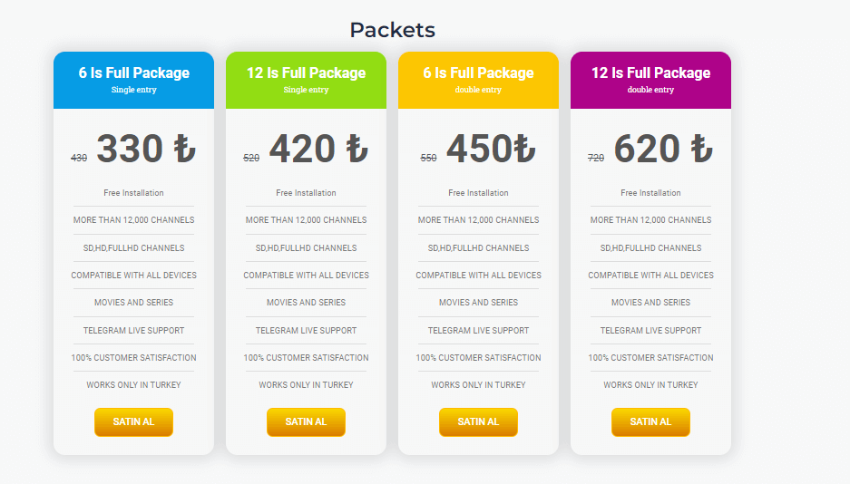 plans of ALFA iPTV