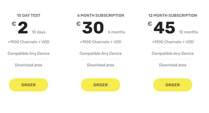 plans of Yellow IPTV