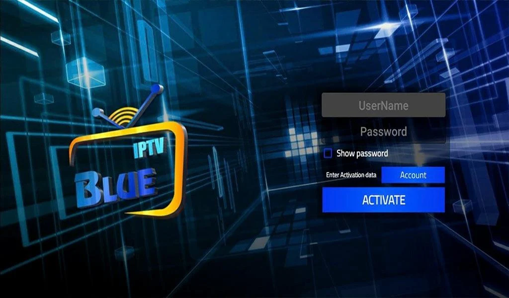 Enter the account details and click Activate on Blue IPTV app