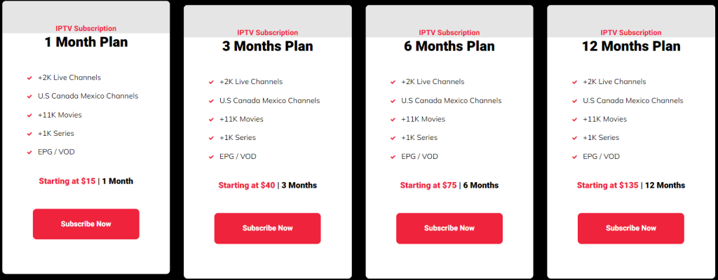 First Class IPTV plans