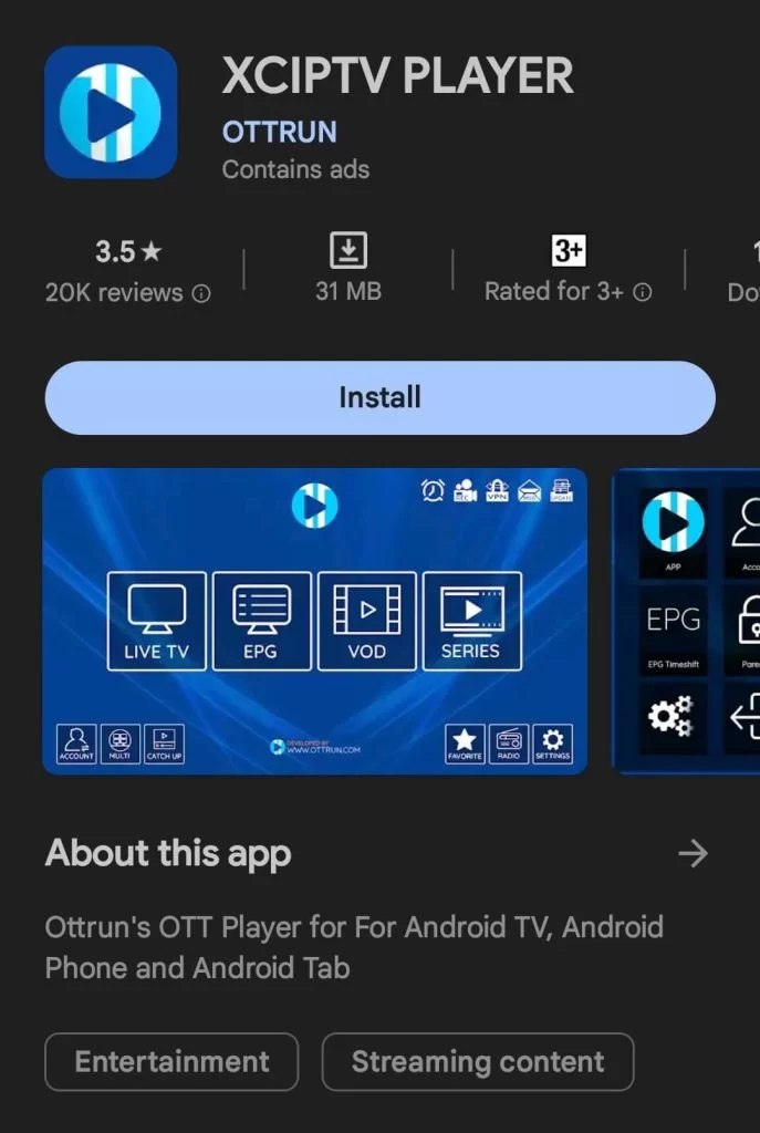 Install XCIPTV on your Android device