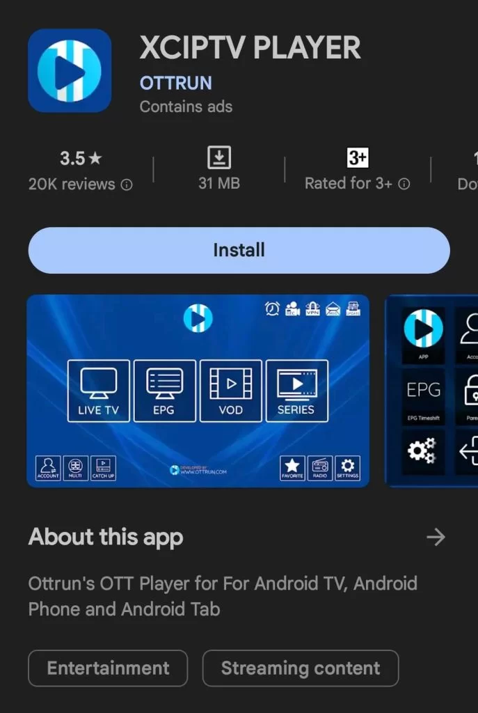 XCIPTV player to watch Total TV IPTV