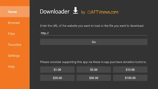 Downloader: Tap on the Go button