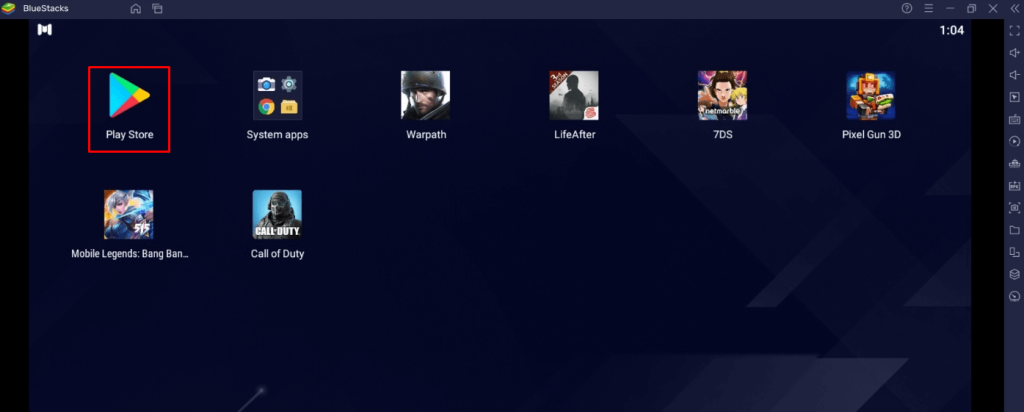 Launch the Google Play Store on Blue Stacks