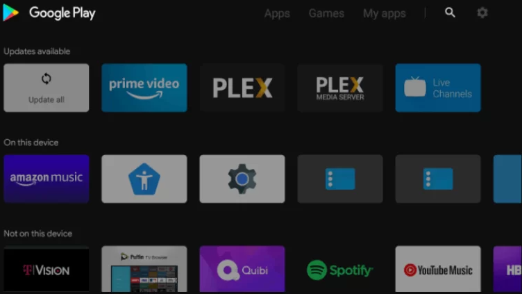 Launch the Google PlayStore on Android TV