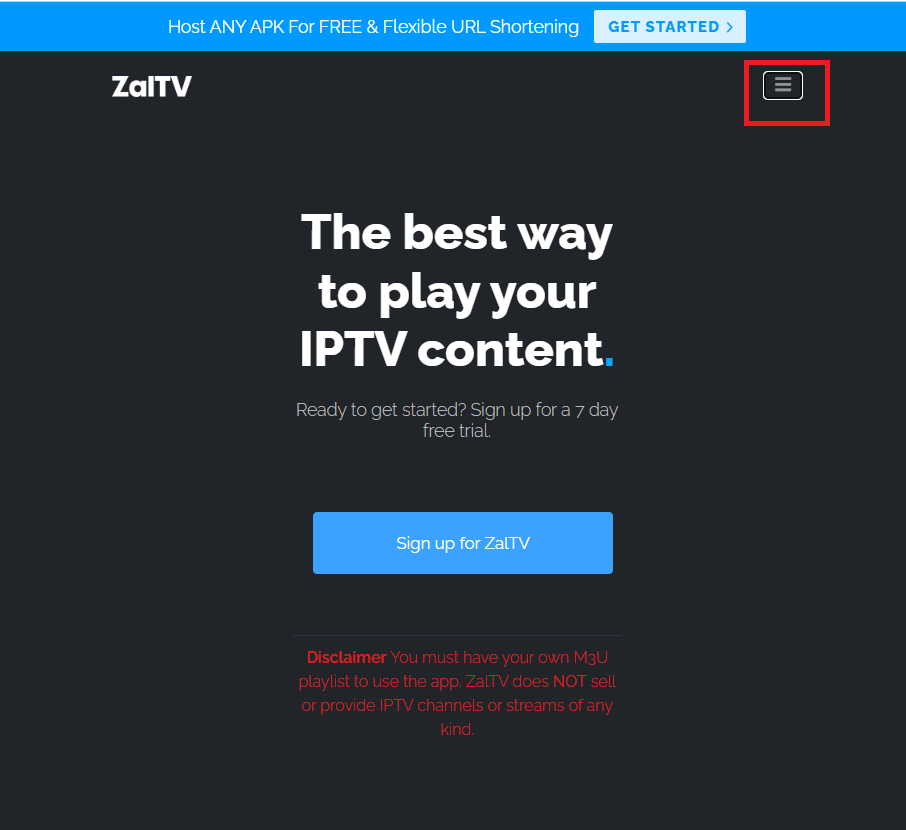 Hit the Menu button on ZalTV