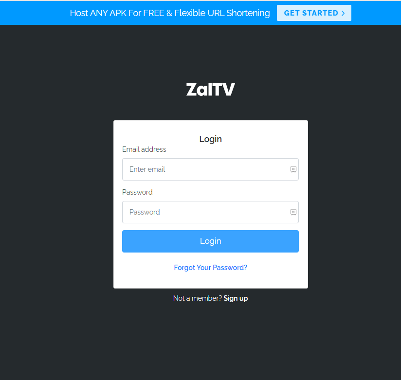 Login to the ZalTV account with the proper details
