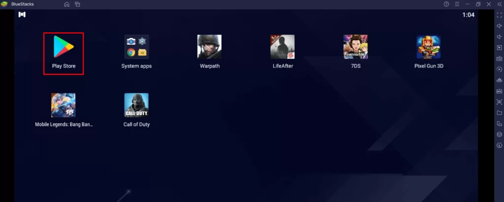 Click Google PlayStore on BlueStacks