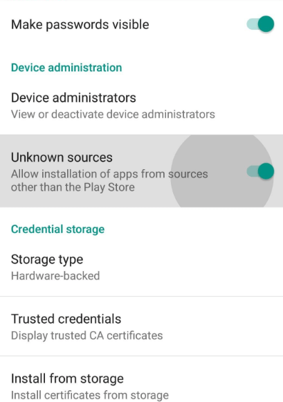 Enable Unknown Sources