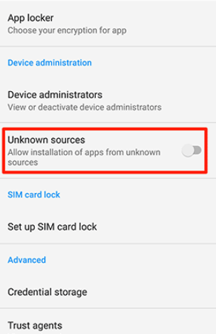 Enable Unknown Sources