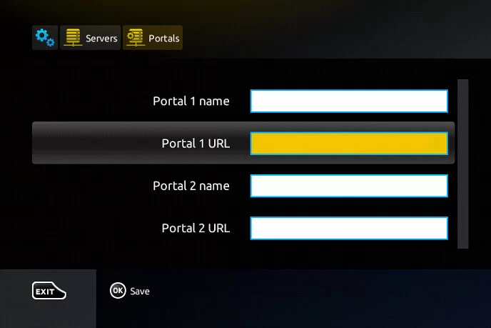 Hit the Portals 1 Url box on Mag devices