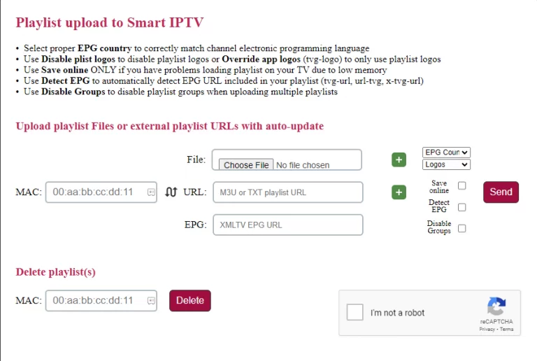 Enter the MAC address and M3U Url of IPTV Izle