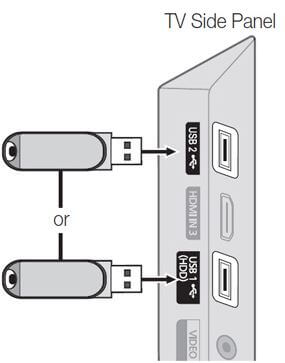 Connect the USB drive to the smart TV
