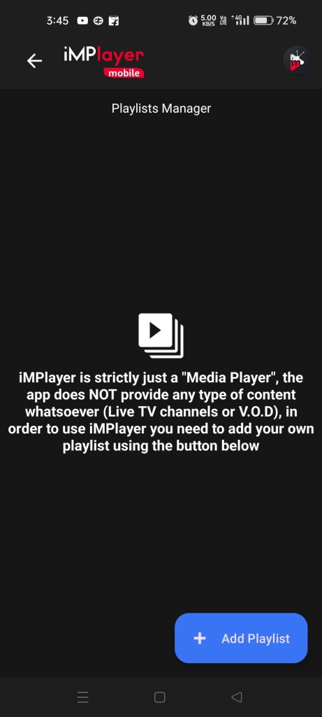 Tap the Add Playlist button