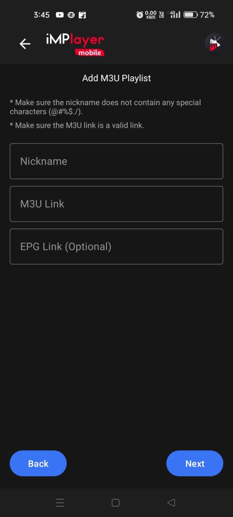 Enter IPTV Shop M3U URL on the field