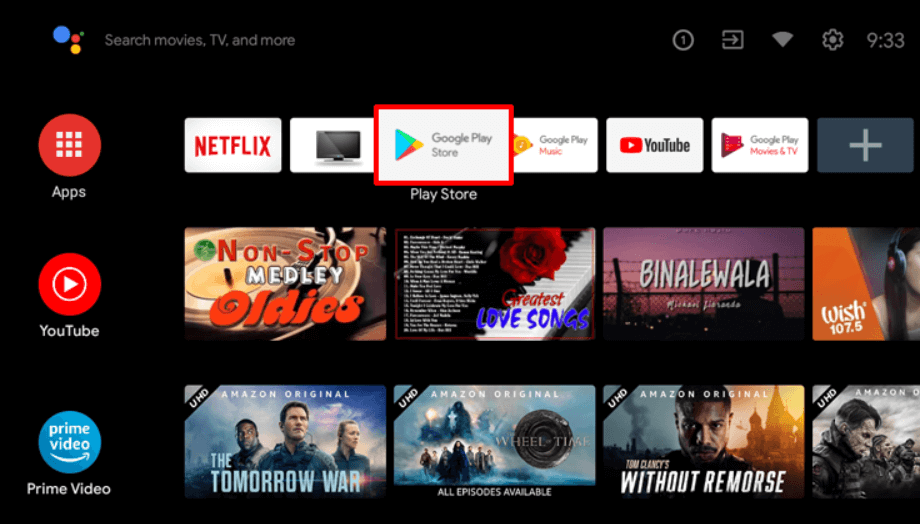 Select the Apps section on Grundig Android TV