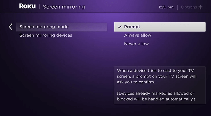 Enable Screen Mirroring on Roku